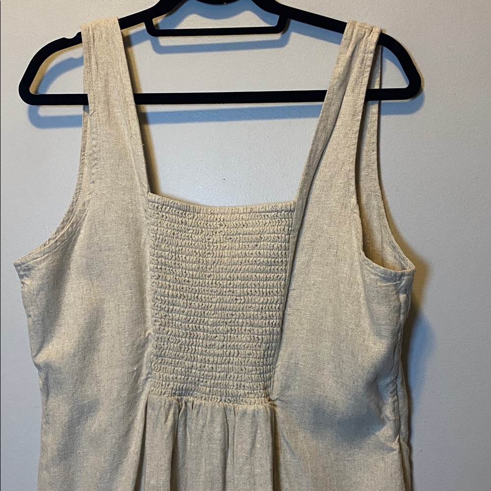 Old Navy Sleeveless Linen Blend Mini Dress Women’s XL Neutral Tan Square Neck - Picture 11 of 13